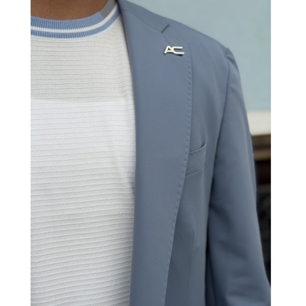 Erkek Premium İpli Rahat Takım Elbise – Slim Fit Esnek Kumaş Blazer Ceket ve Pantolon