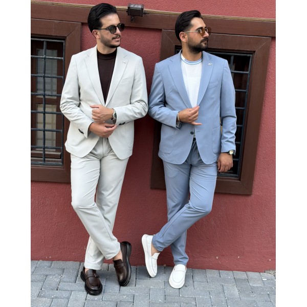 Erkek Premium İpli Rahat Takım Elbise – Slim F...