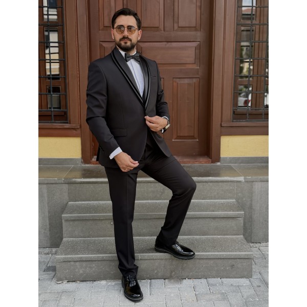 Erkek Premium Siyah Seyyar Yaka Özel Tasarım Smo...